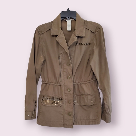 London Jean Tan Utility Jacket, size small, with stud embellishments - Picture 1 of 8